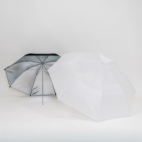 2x Parapluie blanc, argent et doré 83cm